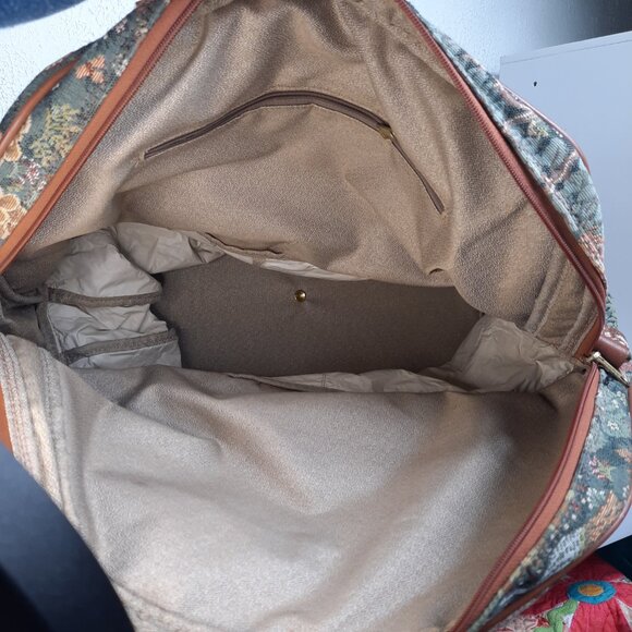 Vintage Expandable Tapestry Bag Overnight Bag  Tote Pegasus Cottagecore Floral - Picture 15 of 16